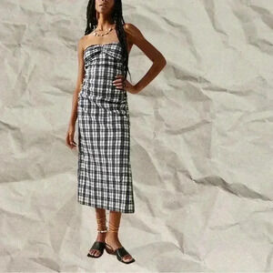 NWOT Free People Free-est line Brandie Black and White Plaid Midi Size: S